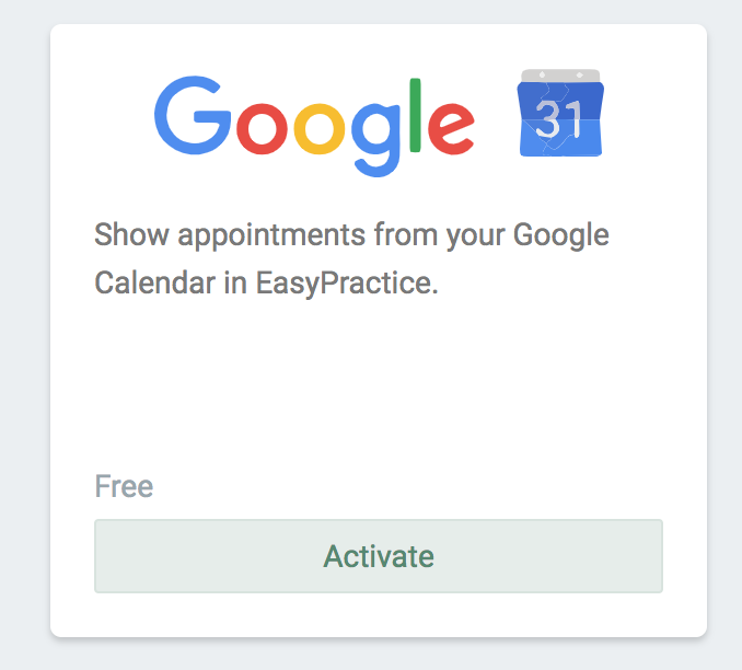 Option to activate Google Calendar in EasyPractice settings