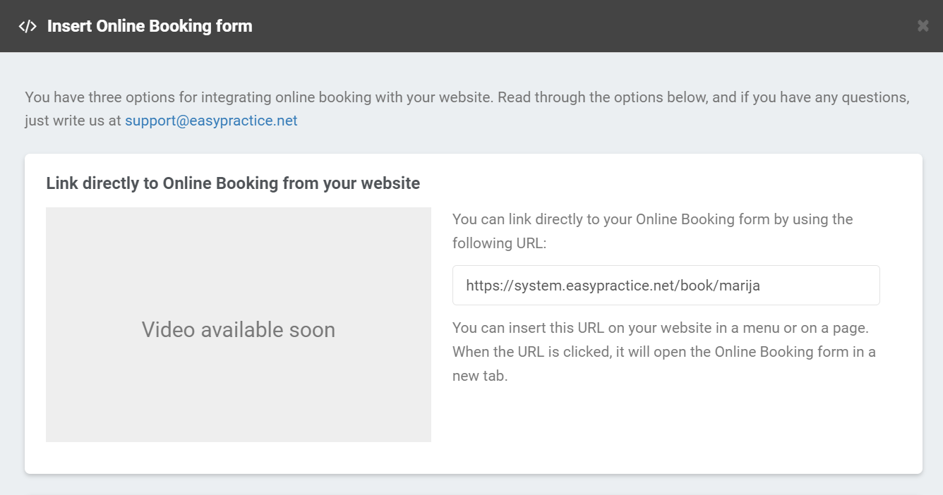 Integrating Online booking into website