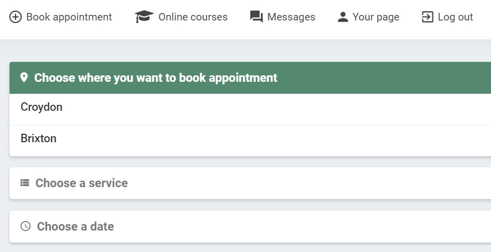 Multiple calendars in online booking from the clients perspective