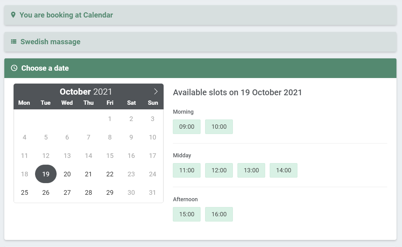 How your clients can choose a date in your online booking