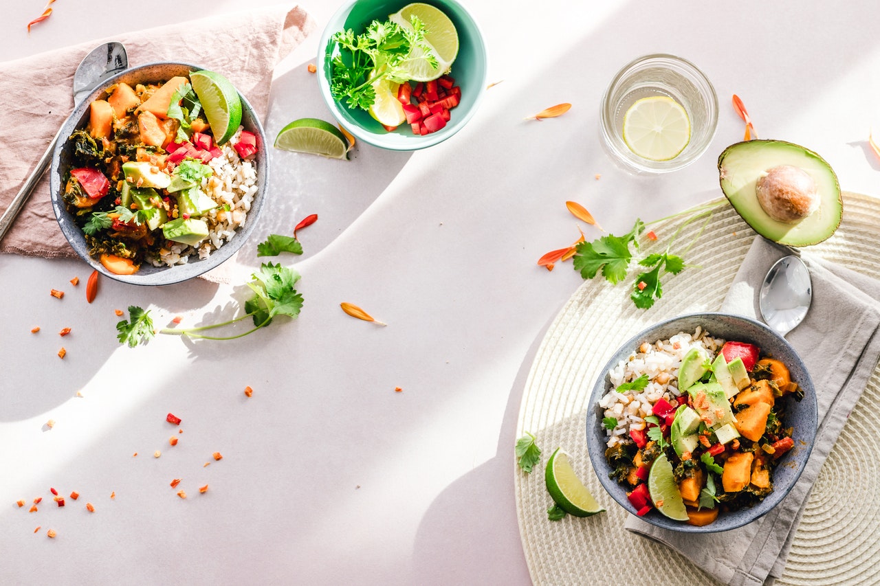 meal with vegetables and fruits