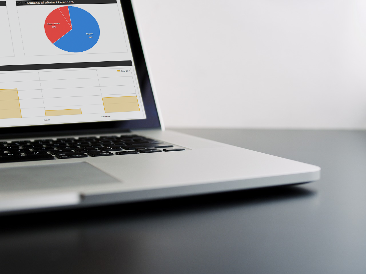 Laptop displaying a statistics diagram