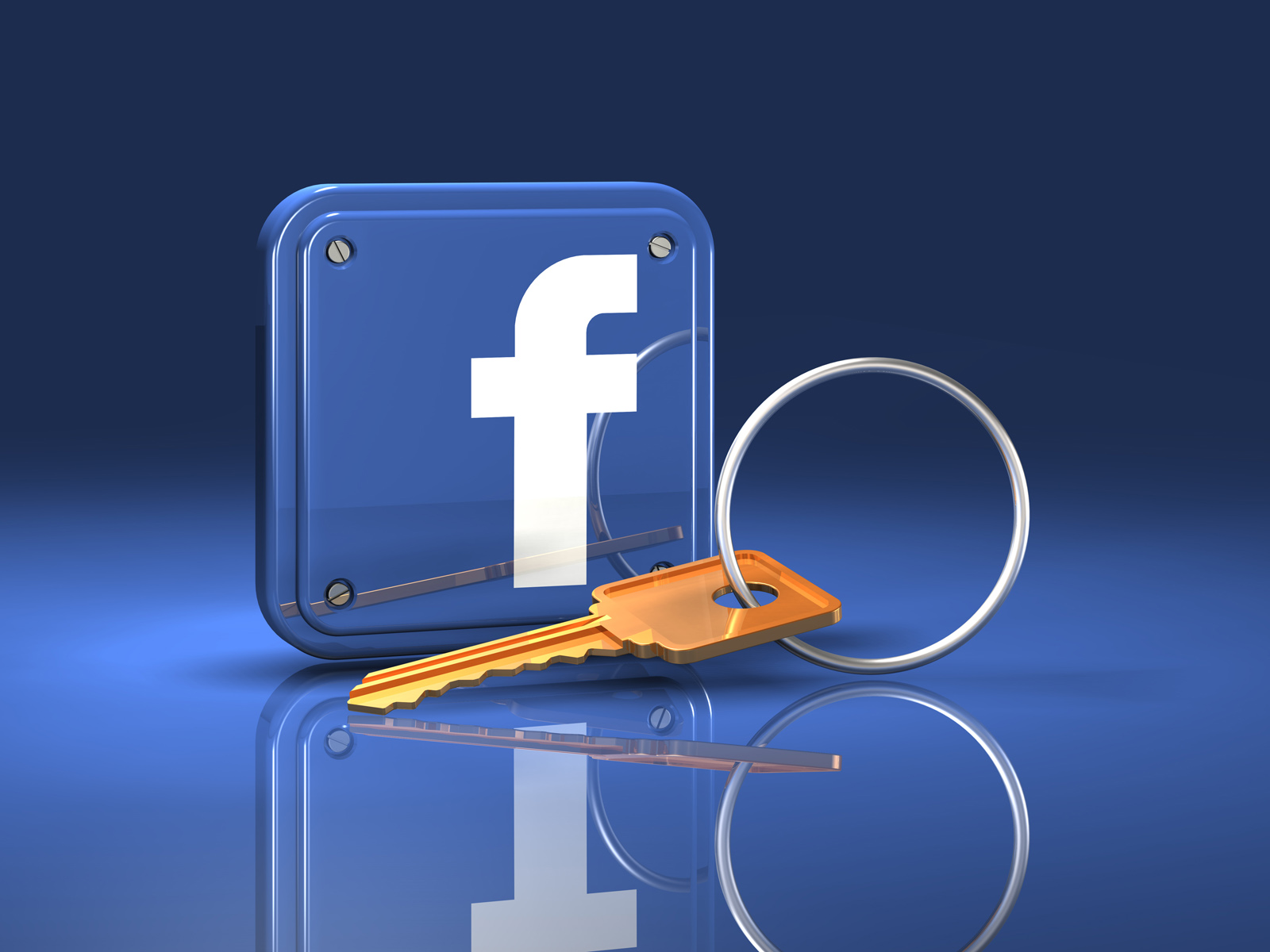 facebook logo and a key