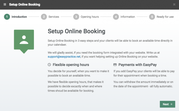 Online Booking setup