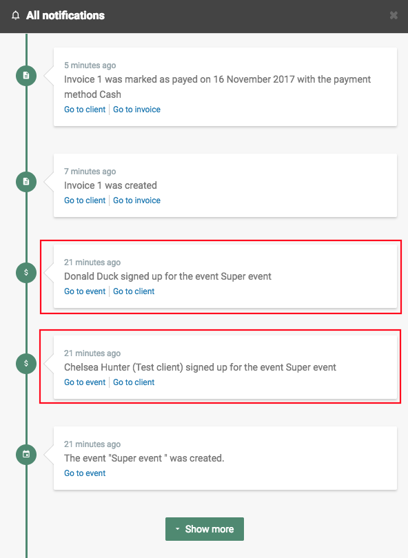 Create events in your booking system