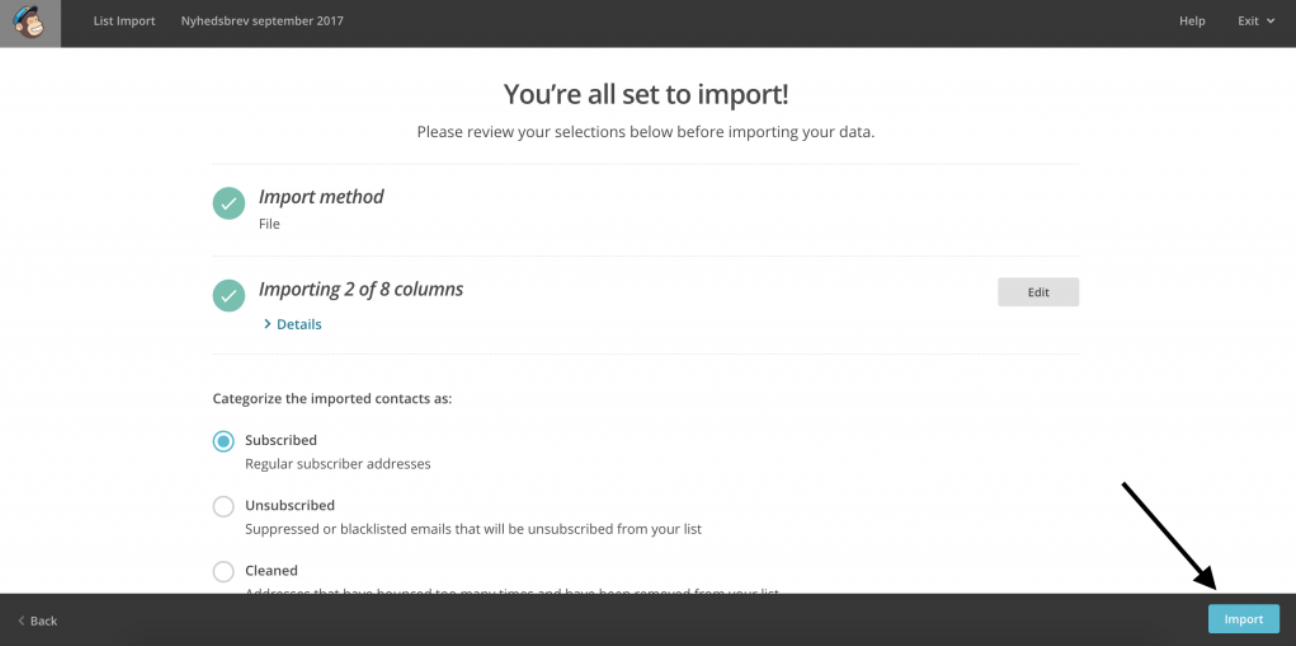 Guide for Getting started with MailChimp: how to import clients from EasyPractice to MailChimp