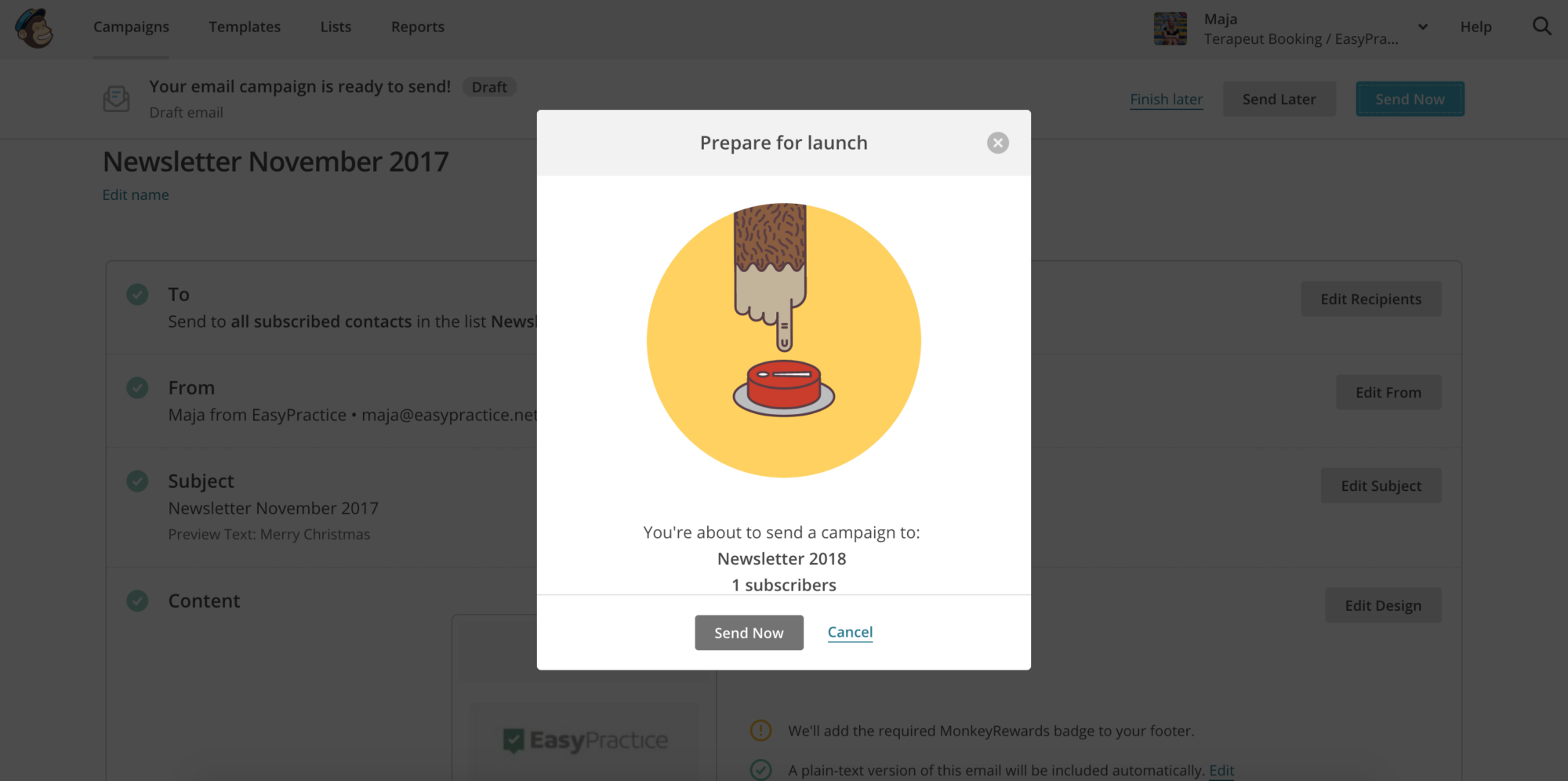 Guide for creating newsletters with the integration MailChimp