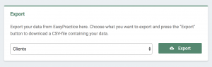 Option to export existing clients' information and other important data