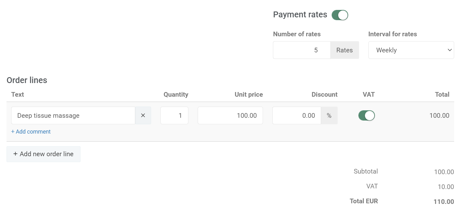 Payment Rates example
