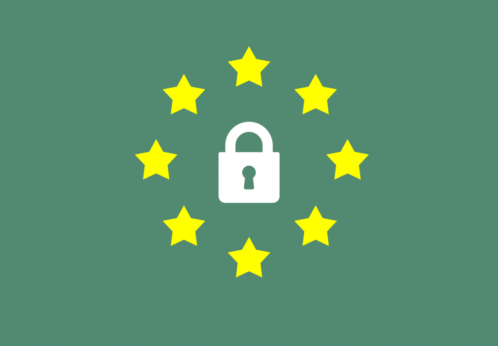 GDPR Logo and the EU stars on green background