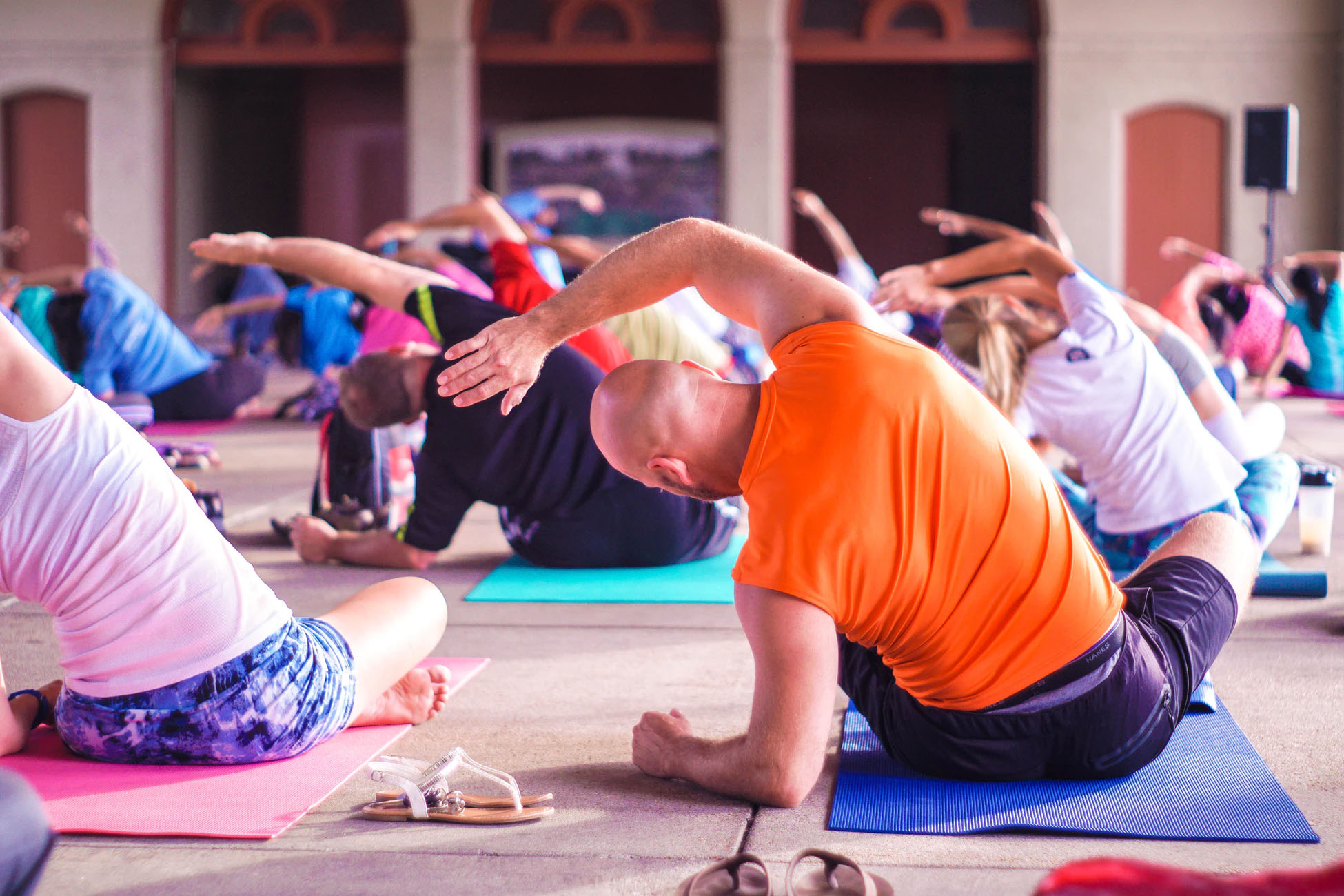 People conducting a yoga session