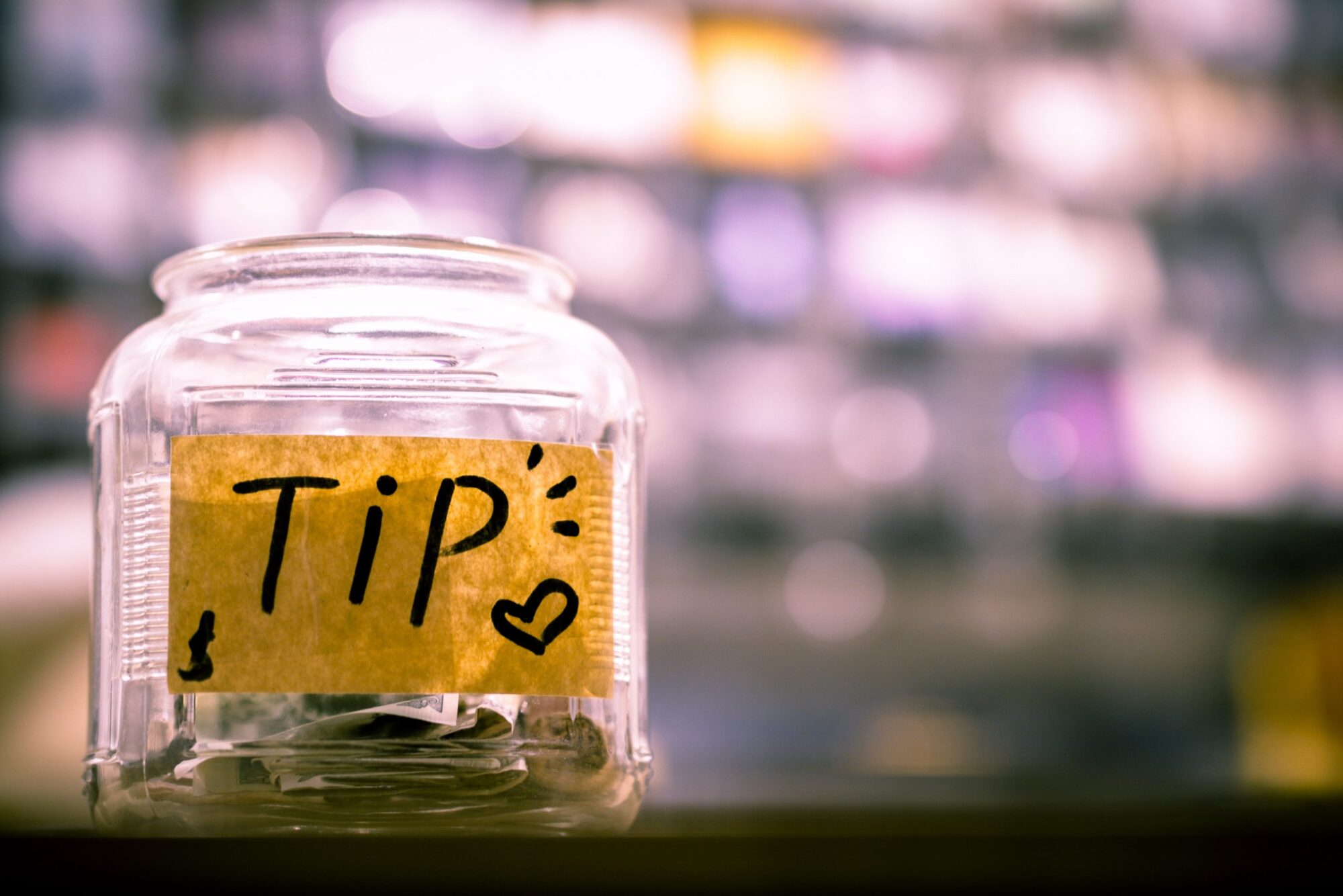 Image of tip jar in a shop