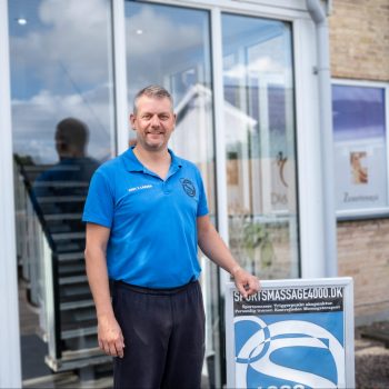 Sports massage therapist Gert Touvdal Larsen in front of his practice