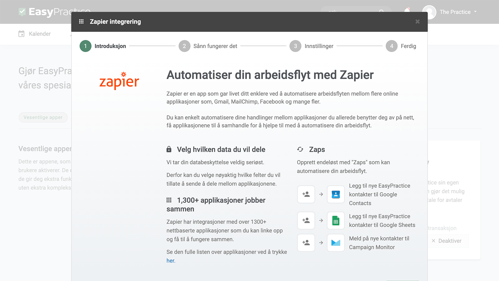 Automatiser arbeidet ditt med Zapier til EasyPractice