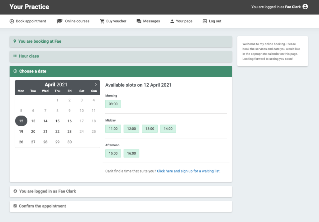 Settings for enabling clients to create the bookings