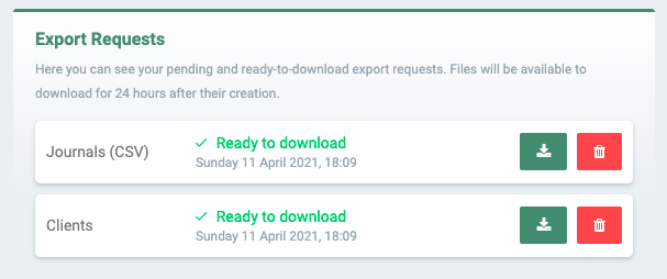 Export downloads
