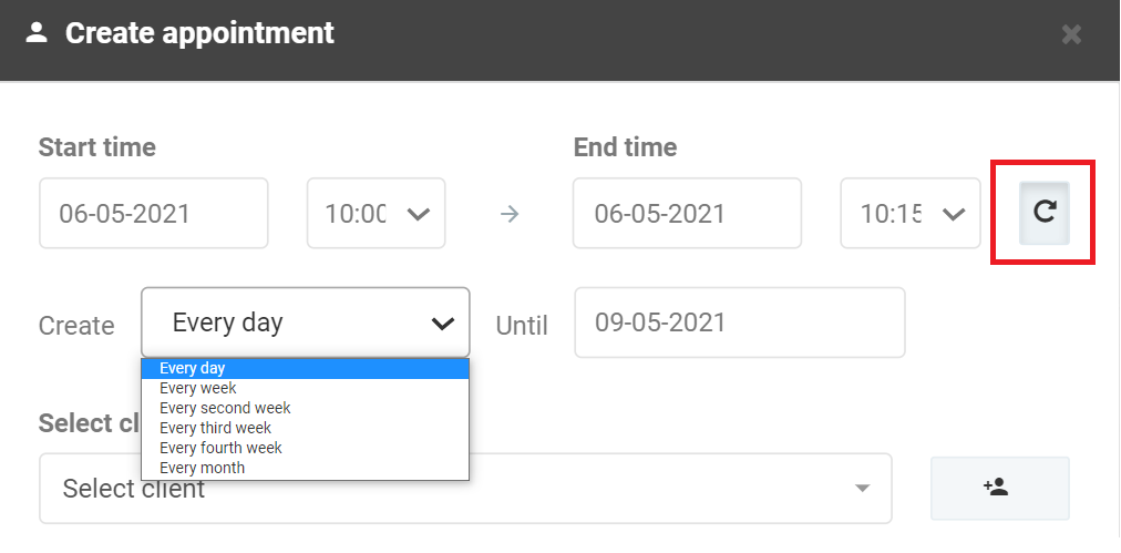 Option to repeat an appointment