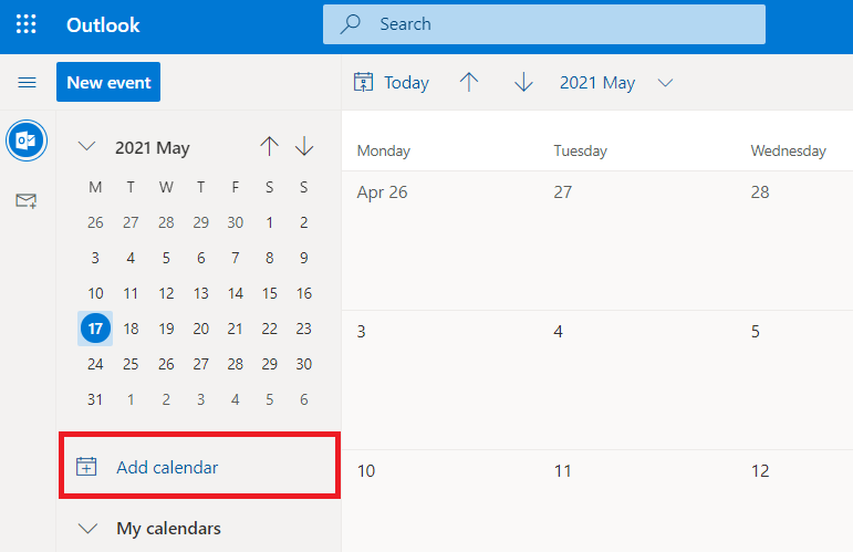 Instructions to synchronize a calendar to Outlook