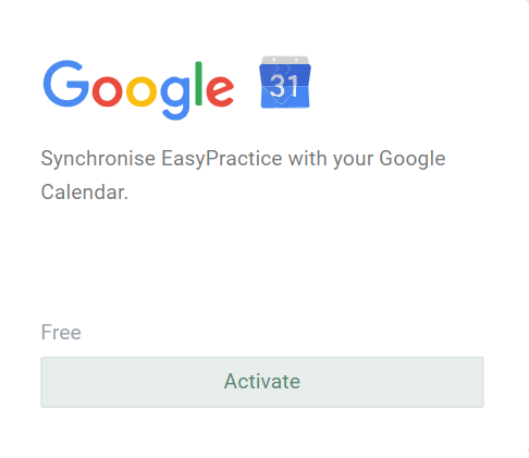 Menu to sync a calendar with Google Calendar