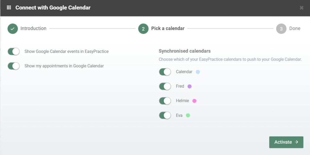 Instructions to sync a calendar with Google Calendar