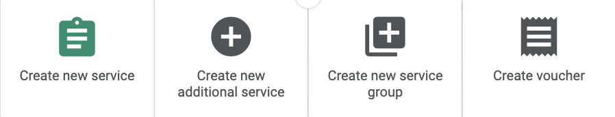 Menu bar for creating new services