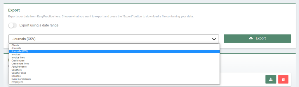Instructions to to export a file