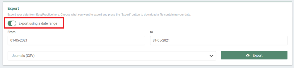 Option menu for using a date range and then choose the date range.