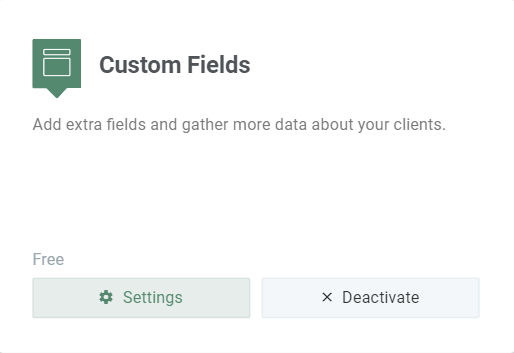 Custom fields settings