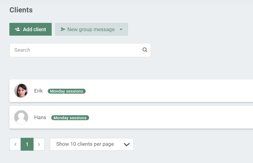 Example of a client overview with a specific tag
