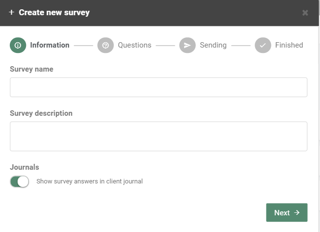 Instructions for the creation of a new survey