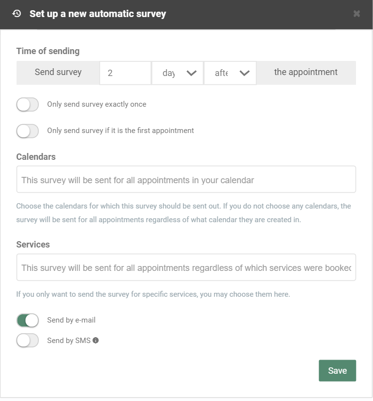 Instructions for the creation of a new automatic survey