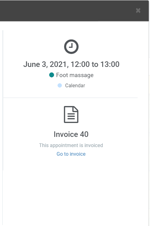 Example of an overview of the status of your invoice
