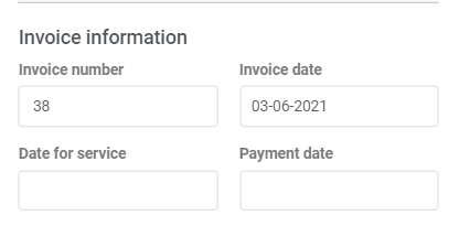 Menu for chosing the Date for service and Payment date of your invoice.