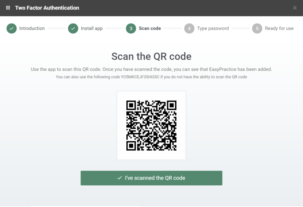Two-factor authentication setup - QR code