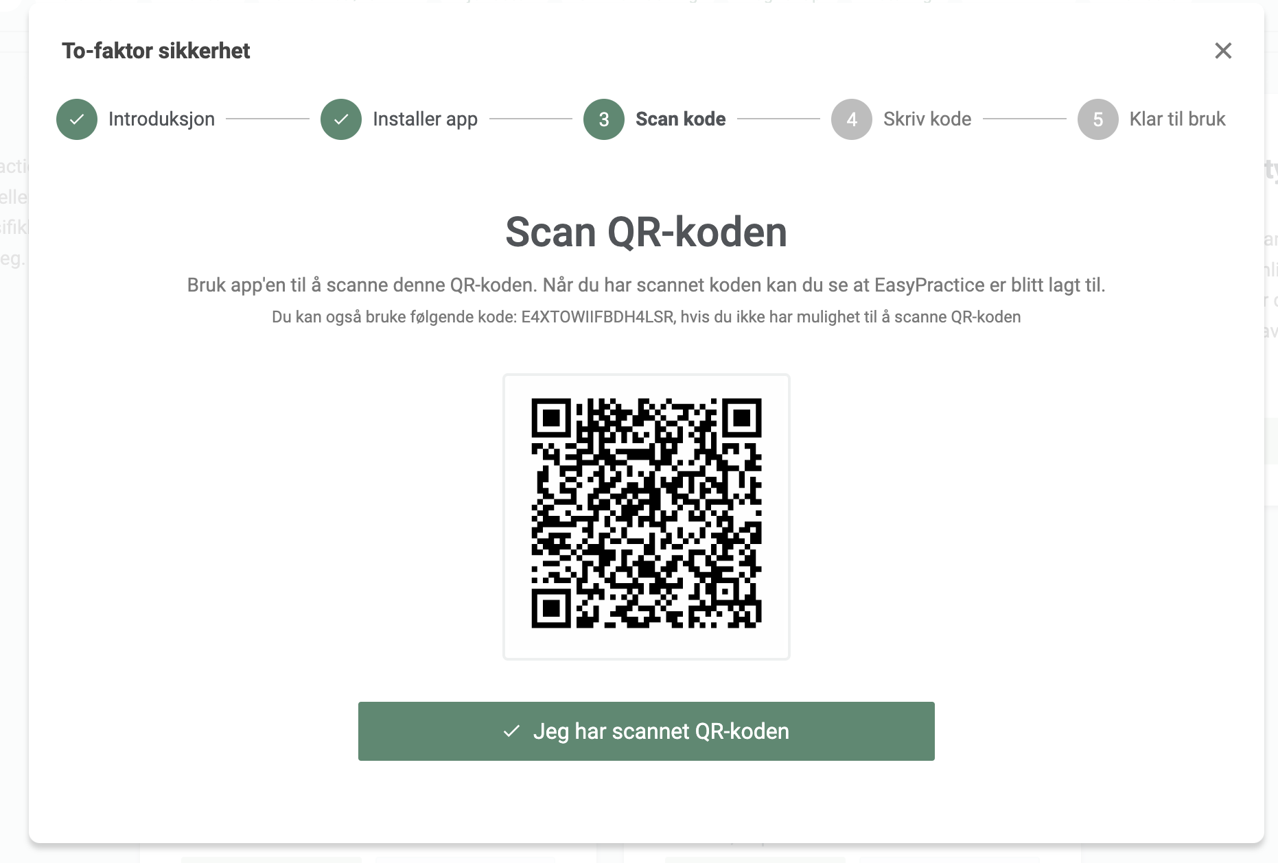 Scan QR kode for autentisering av To-faktor autentisering