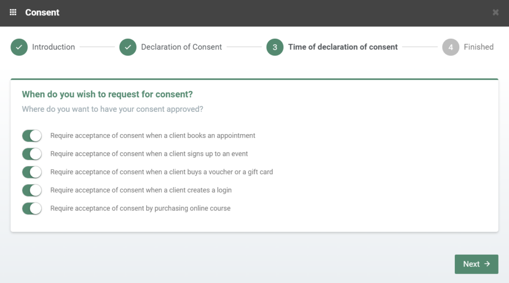 Setting up Consent step 3