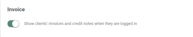 Client Login settings invoices