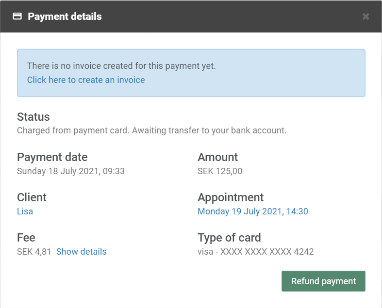 Payment details