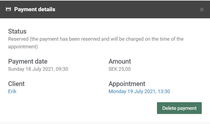 Payment details