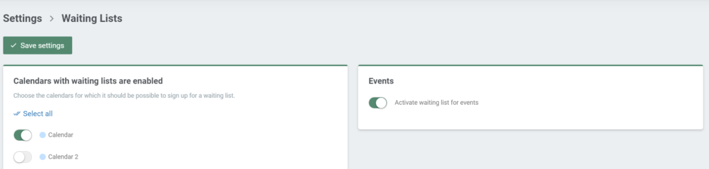 Settings for Allowing your clients to sign up on the waiting list online