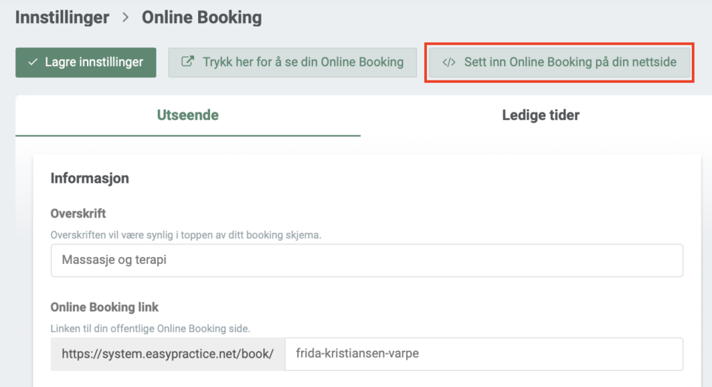 Integrer din online booking på en nettside eller plattform 