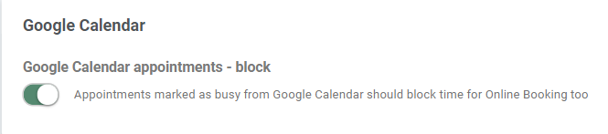 Option to enable Online Booking with Google Calendar 