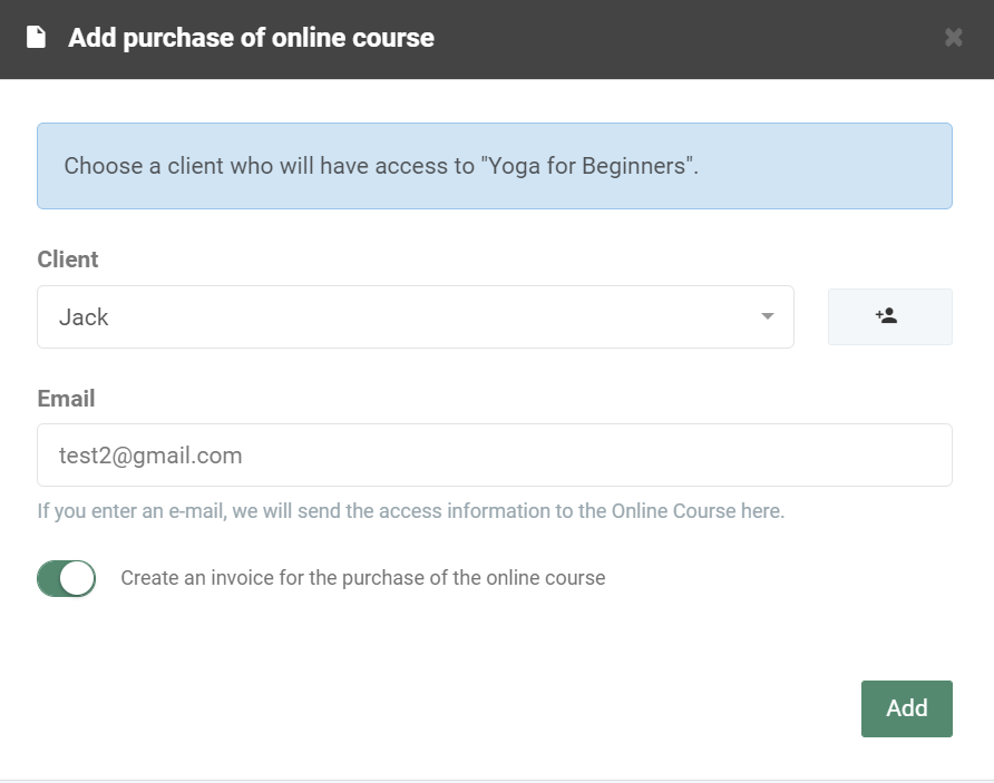 Possibility to grant clients access to online courses