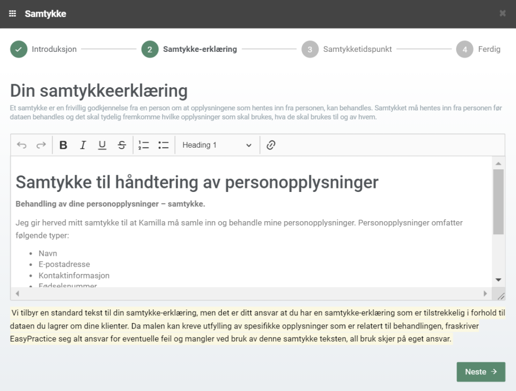 Samtykkeerklæring 