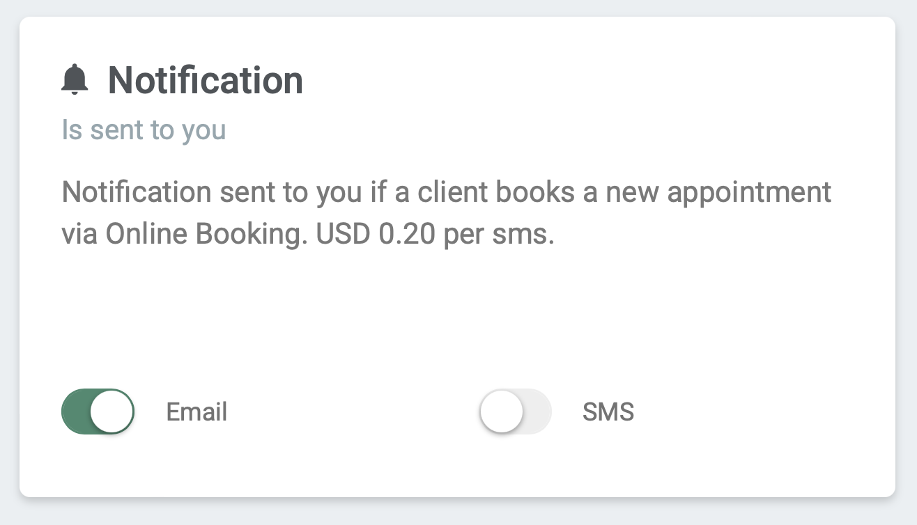 Notification - Online booking
