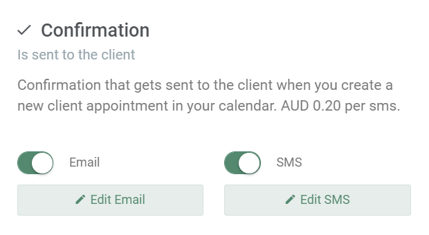 Setting up confirmation email and SMS messages in the EasyPractice settings