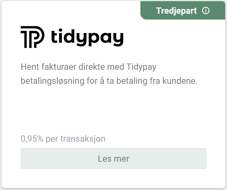 Aktiver TidyPay i appsmenyen 