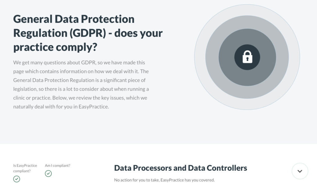 Screenshot of our GDPR website.