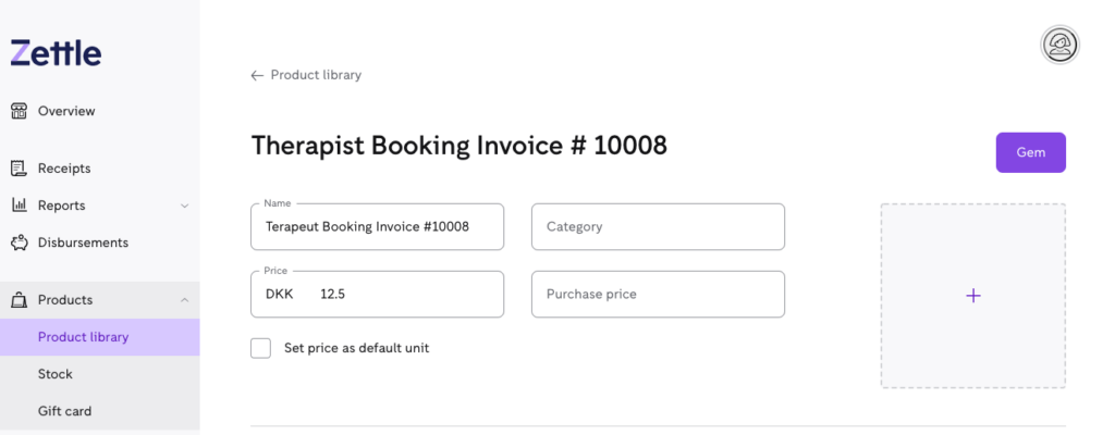 Screenshot of Zettle invoice