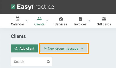Screenshot of group message button